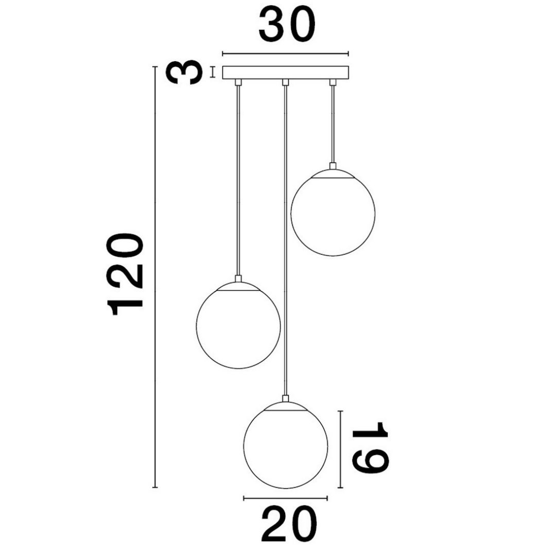 Kaskadowa lampa wisząca Adela Ring 3 ze szklanymi kulami
