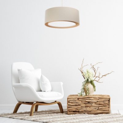 Kremowa lampa wisząca Lamu z podwójnym abażurem