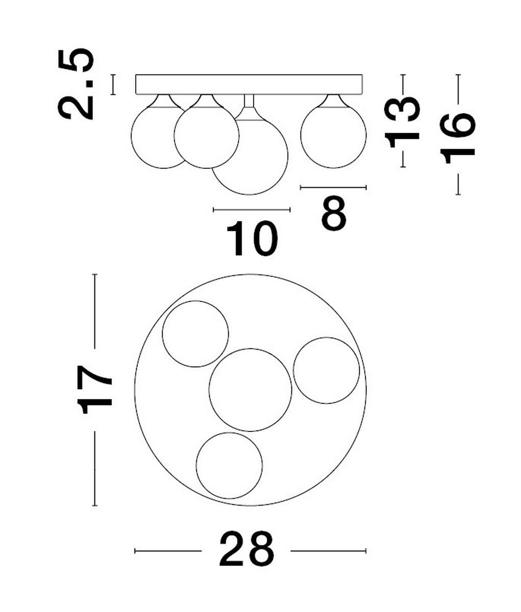 Lampa sufitowa Baila 4 z mlecznobiałymi kulami