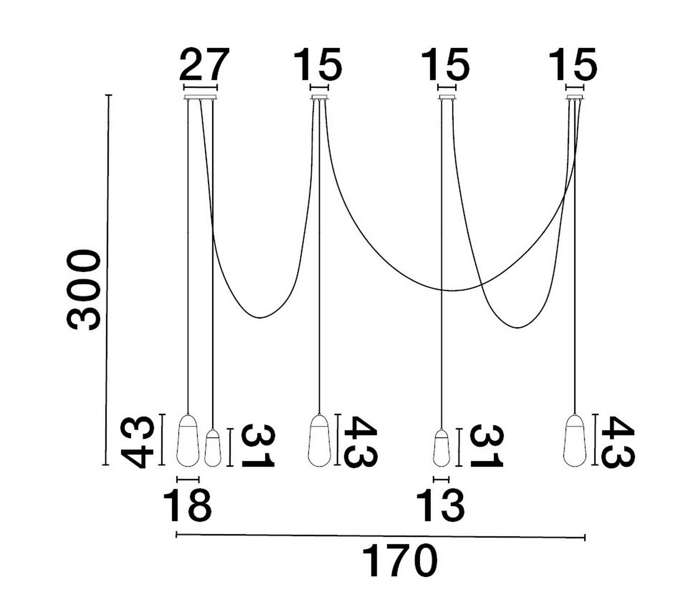 5-płomienna lampa wisząca Baden 5 o ciekawym designie