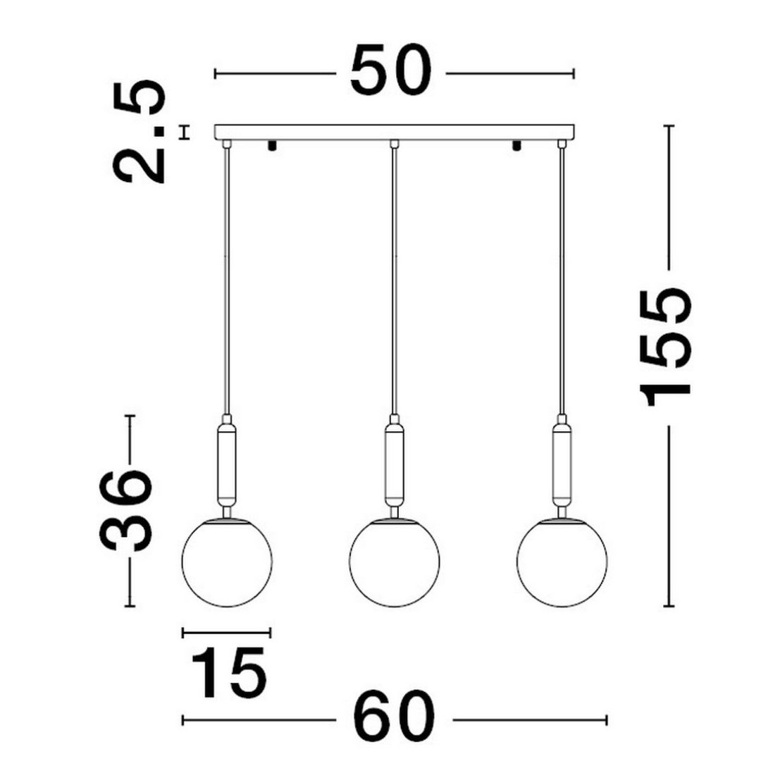 Lampa wisząca Agro 3 na złotej listwie