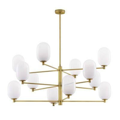 12-płomienny żyrandol Badesi 12 ze szklanymi kloszami