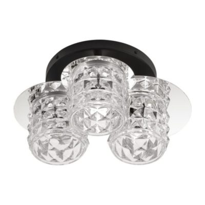 Potrójna lampa sufitowa Bamoa 3 z kryształowymi kloszami
