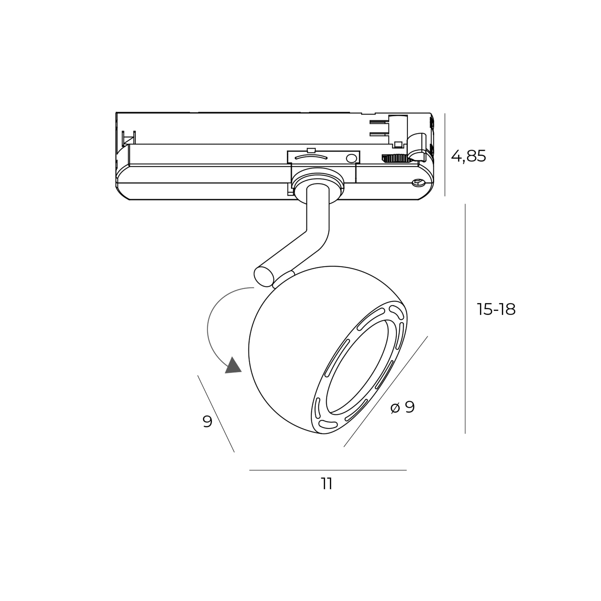 Okrągły reflektor Hoshi do szynoprzewodu