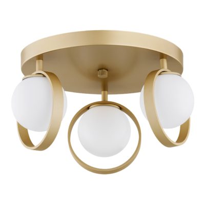Elegancka lampa sufitowa Saturnia 3 ze złotymi obręczami