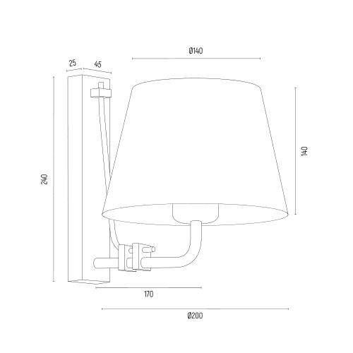 Klasyczny kinkiet ścienny Atrani na złotym stelażu