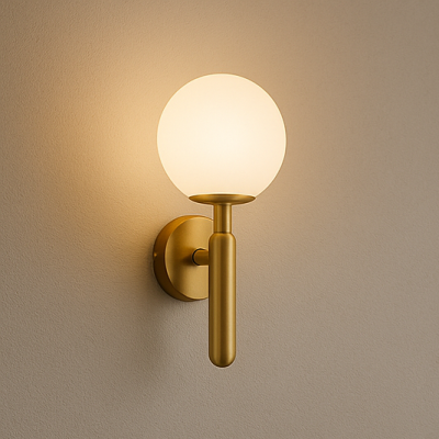 Elegancki kinkiet ścienny Agro na złotym stelażu