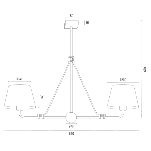 Podwójna lampa sufitowa Atrani 2 z karbowanymi abażurami