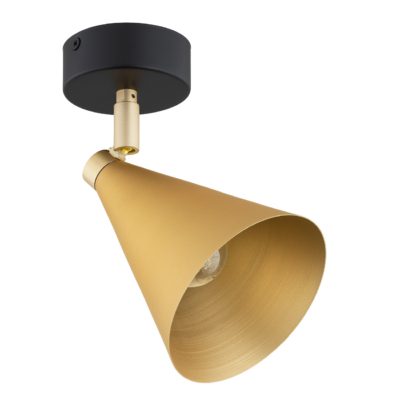 Pojedyncza lampa sufitowa Lucinda ze złotym stożkowym kloszem