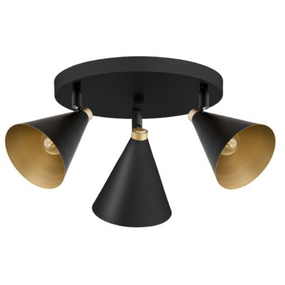 Czarna lampa sufitowa na okrągłej podsufitce Lucinda 3