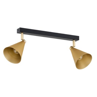 Lampa sufitowa Lucinda 2 ze stożkowymi kloszami w złotym kolorze