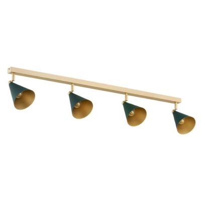 Złota lampa sufitowa z zielonymi kloszami Lucinda 4