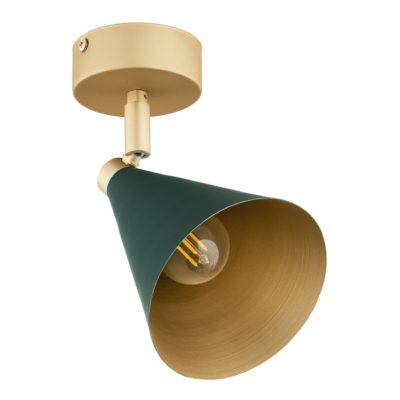 Regulowana lampa sufitowa Lucinda z zielonym elementem