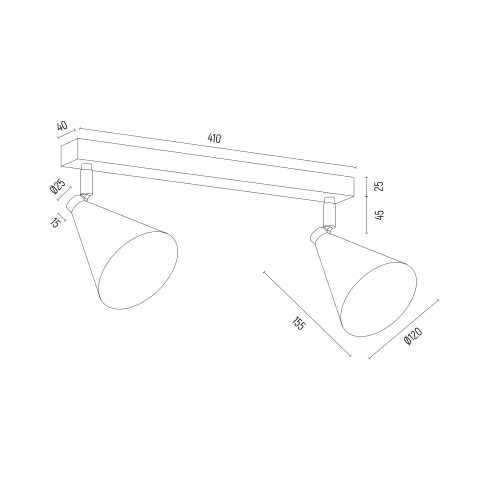 Czarna lampa sufitowa Lucinda 2 w nowoczesnym stylu