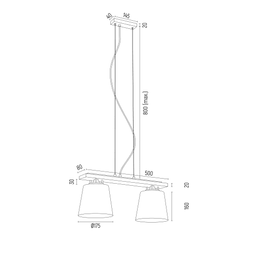 Podwójna lampa wisząca Arden 2 z drewnianymi elementami