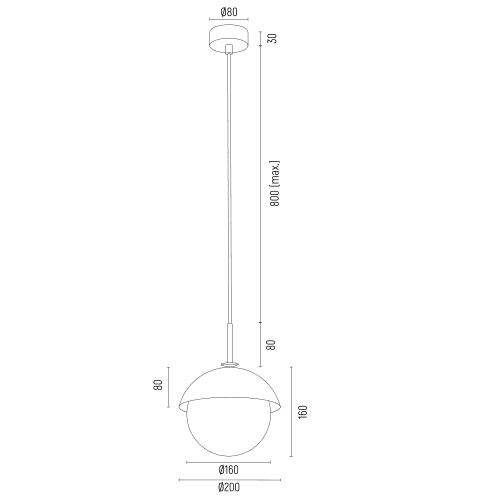 Czarna lampa wisząca Cappello z mlecznobiałym kloszem