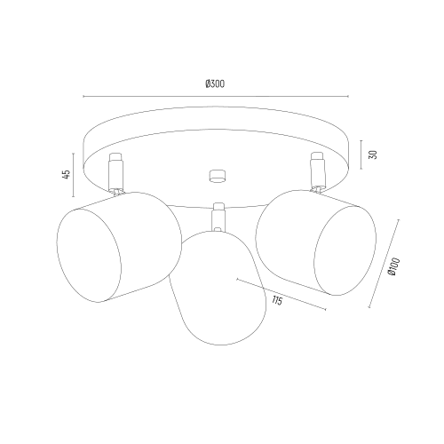 Złota lampa sufitowa Isola 3 o prostym designie