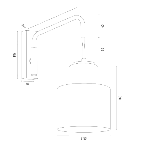 Nowoczesna lampa ścienna Diuna z czerwonym przewodem