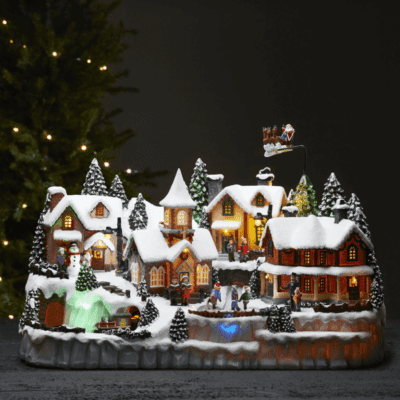 Duża pozytywka świąteczna LED z pociągiem