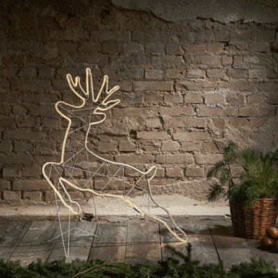 Dekoracja ogrodowa biegnący renifer LED