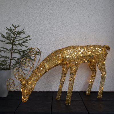 Jeleń dekoracyjny do ogrodu w eleganckim złotym kolorze Sequini