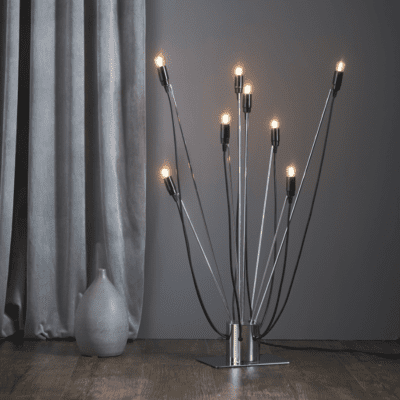 Chromowany świecznik do salonu