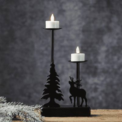 Czarny świecznik świąteczny w stylu loft