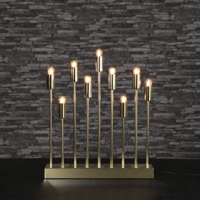 Dziewięciopunktowy złoty świecznik