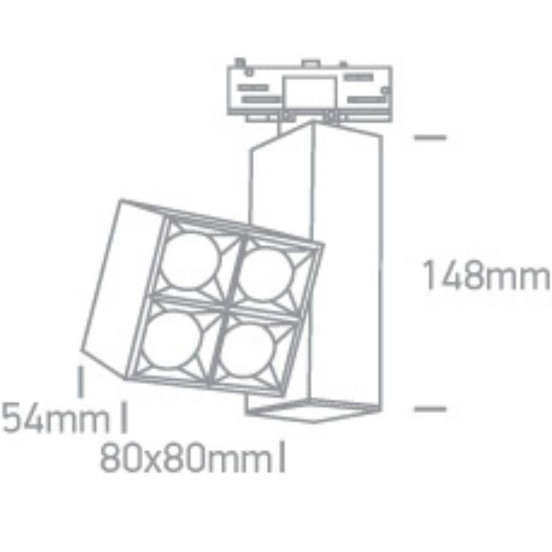 Kwadratowa lampa do szynoprzewodu Noli 4 65406BT/W/W - ONE Light
