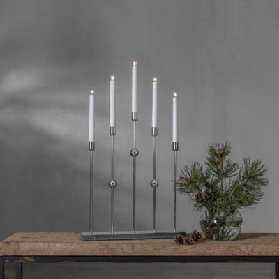 Chromowany pięciopunktowy świecznik