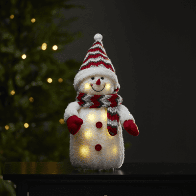 Urocza figurka bałwanek z elementami w czerwonym kolorze Joylight