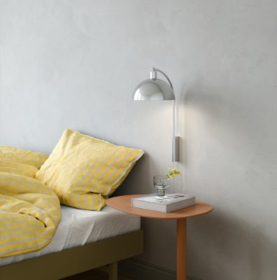 Chromowany kinkiet ścienny Ellen z okrągłym kloszem