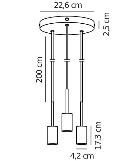 Złota lampa wisząca na okrągłej podsufitce Paco Ring 3