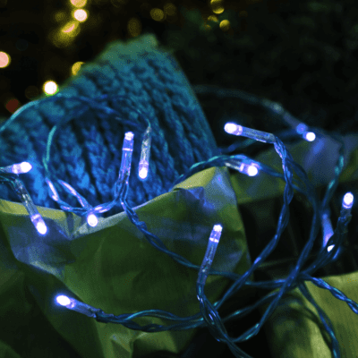 Niebieskie lampki LED na baterie 210 cm