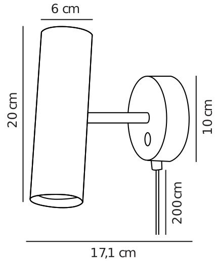 Czarny kinkiet ścienny MIB z kloszem w kształcie tuby