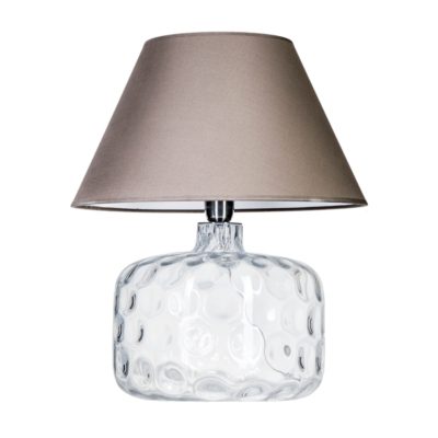 Lampa stołowa Paris z beżowo-szarym abażurem o stożkowym kształcie