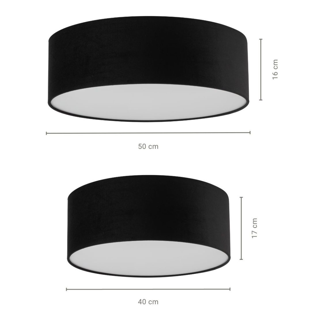 Welurowy plafon sufitowy Silje w klasycznej czerni