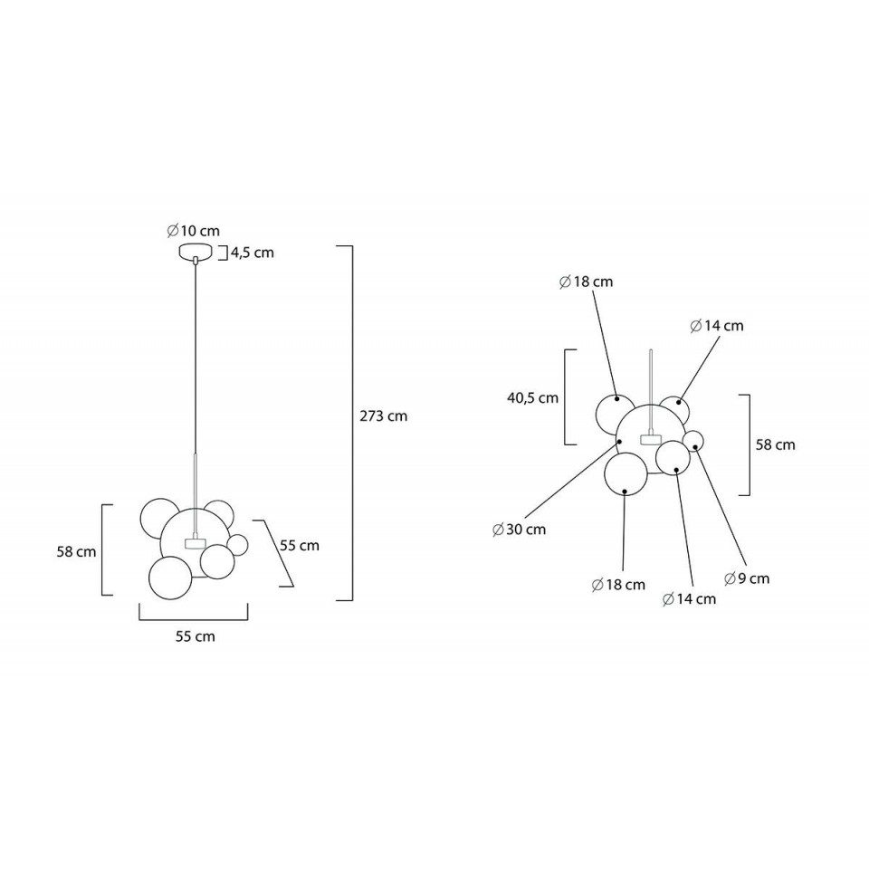 Lampa wisząca Capri z transparentnymi kloszami