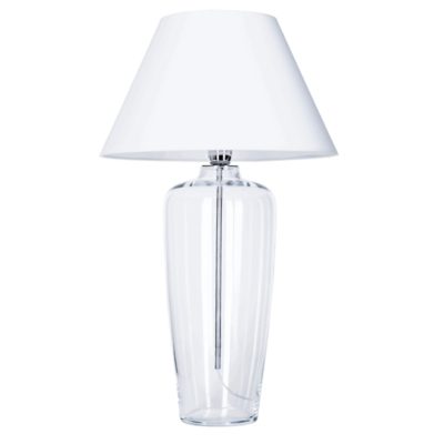 Biała lampa stołowa Bilbao Clear z abażurem