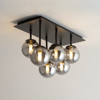 Lampa sufitowa Damazy Short 6 z przydymianymi kloszami