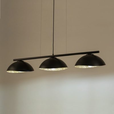 Czarna lampa wisząca Anatola 3 z kloszami o złotym wnętrzu - OUTLET