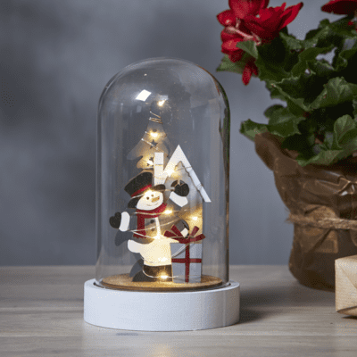 Dekoracja świąteczna Billy pod szklaną kopułą z bałwankiem