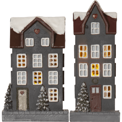 Zestaw dwóch domków dekoracyjnych w grafitowym kolorze Hus