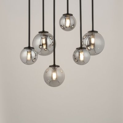 Lampa sufitowa Damazy 6 z grafitowymi kloszami