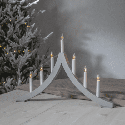 Szary świecznik świąteczny do okna Clara