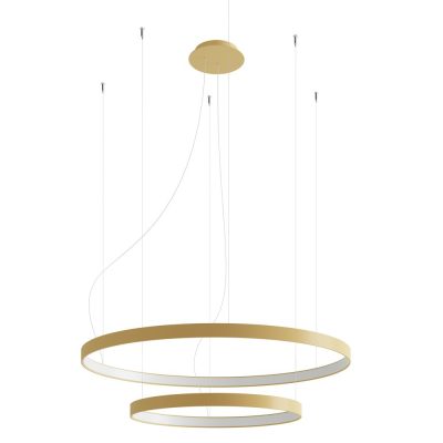 Złota lampa wisząca LED Rio 2 do salonu