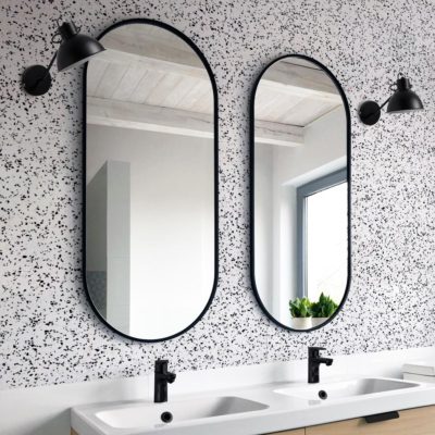 Lustro z czarną ramą Ambient Slim do łazienki