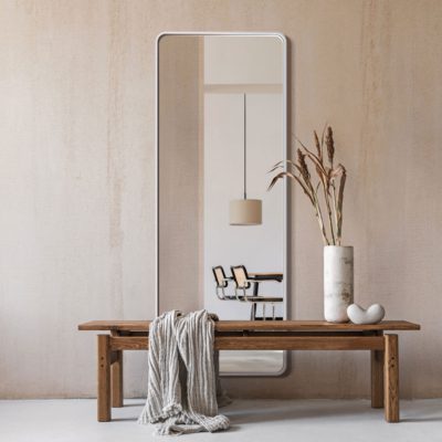 Lustro Billet z białą cienką ramą