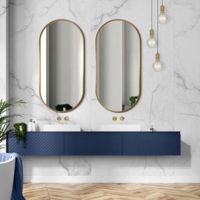 Lustro w nowoczesnym stylu ze złotą ramą Ambient Slim