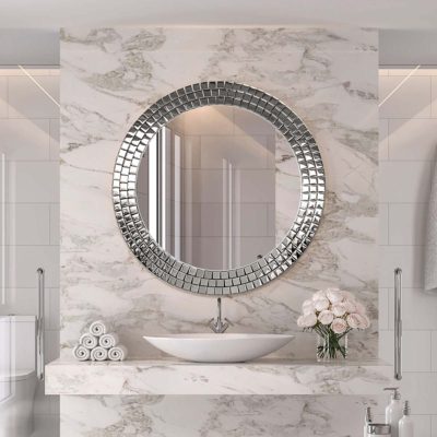 Nowoczesne lustro do łazienki Aurora Silver